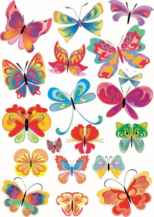 Decorative Colorful Butterfly Vector Set