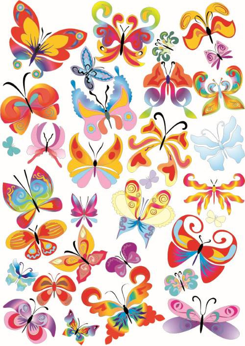 Decorative Artistic Butterfly Vector Set