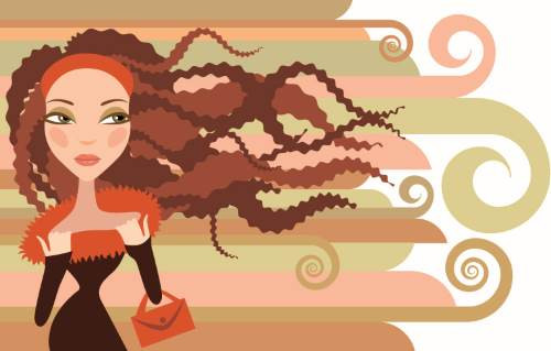 Elegant Fashion Woman Vector with Flowing Hair Illustration