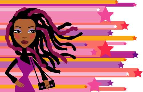 Stylish Fashion Woman Vector Illustration with Star