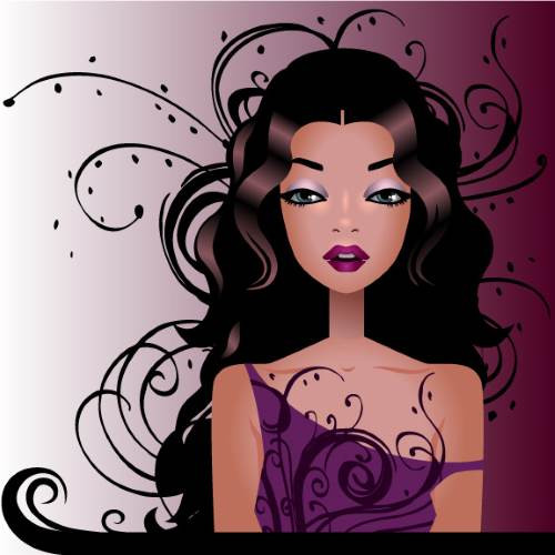 Stylized Woman Face with Decorative Ornaments