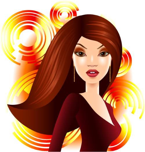 Elegant Fashion Woman Vector with Abstract Circular