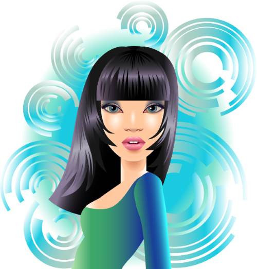 Stylish Female Avatar on Abstract Cyan