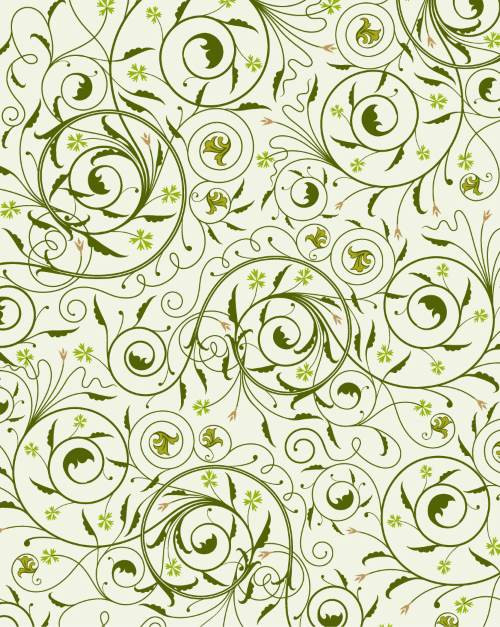 Seamless Green Floral Swirl Pattern