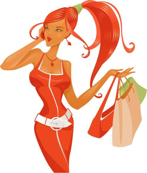 Stylish Shopping Woman Vector Illustration